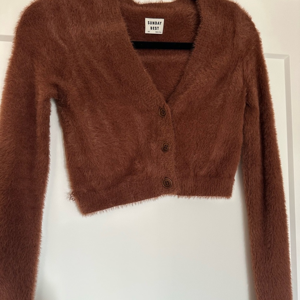 Aritzia Brown V-Neck Sweater